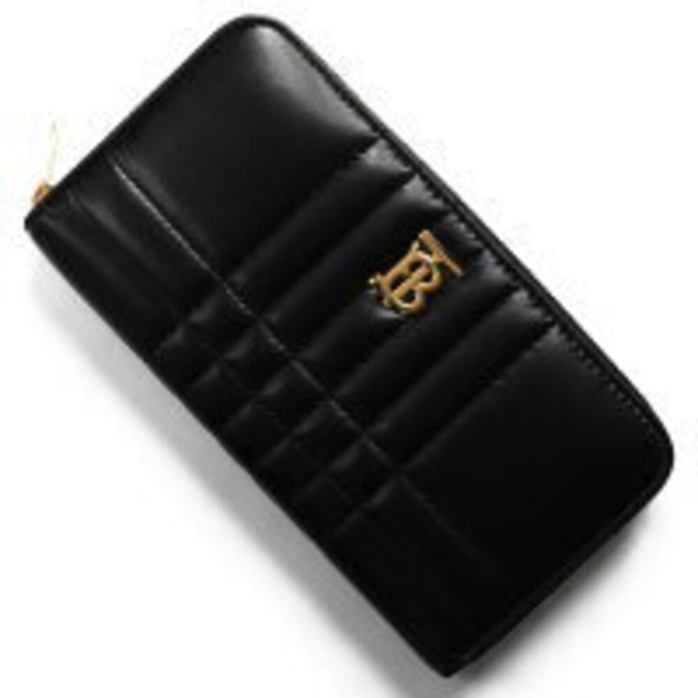 Burberry Lola Quilted Check Zip Around Wallet Black